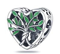 Ciondolo a forma di cuore in argento Sterling 925 con albero della vita, famiglia I Love You, compatibile con braccialetti Pandora