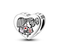 Ciondolo a forma di cuore, in argento Sterling 925, con scritta in inglese "My Sister My Friend Always Big Little I Love You", compatibile con braccialetti Pandora