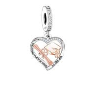 Ciondolo a forma di cuore in argento Sterling 925 con scritta in lingua inglese "She Believed She Could So She Did", compatibile con braccialetti Pandora