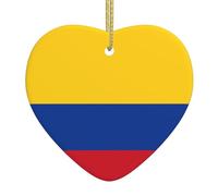 Ciondolo a forma di cuore in ceramica con bandiera YYHWHJDE della Colombia, liscio e luminoso, per albero di Natale, decorazione per la casa e il supermercato