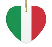 Ciondolo a forma di cuore in ceramica di Natale da appendere con bandiera dell'Italia WHJSSF Decorazione natalizia per albero di Natale supermercato casa