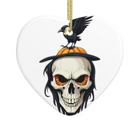 Ciondolo a forma di cuore in ceramica di Natale da appendere WHJSHOP corvo e teschio zucca decorazione natalizia per albero di Natale supermercato casa