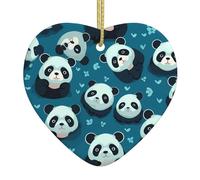 Ciondolo a forma di cuore in ceramica di Natale da appendere YYHWHJDE Cute Little Panda Immagine Decorazione natalizia per albero di Natale supermercato casa