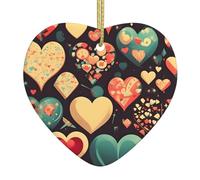 Ciondolo a forma di cuore in ceramica di Natale da appendere YYHWHJDE Heart Crush Flower Picture Decorazione di Natale per albero di Natale supermercato casa