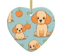 Ciondolo a forma di cuore in ceramica di Natale HJFCZH Cute Puppy in the Corner stampe lisce e luminose per albero di Natale topo decorazione casa e supermercato