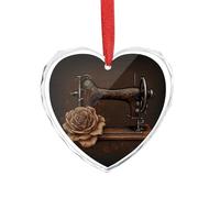 Ciondolo a forma di cuore in cristallo trasparente a forma di rosa e macchina da cucire, romantico, decorazione da appendere per fai da te, regalo per casa, finestra, auto, festa di nozze, ornamento