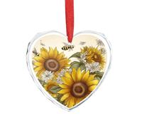 Ciondolo a forma di cuore in cristallo trasparente con api, girasoli, margherita, rosa, fiori, romantico, decorazione da appendere per fai da te, regalo per casa, finestra, auto, festa di nozze