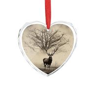 Ciondolo a forma di cuore in cristallo trasparente con immagine astratta con alce e albero romantico, decorazione da appendere per fai da te, regalo per casa, finestra, auto, festa di nozze