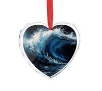 Ciondolo a forma di cuore in cristallo trasparente con motivo a onde blu, romantico ciondolo a forma di amore, decorazione da appendere per fai da te, regalo per casa, finestra, auto, festa di nozze