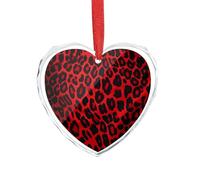 Ciondolo a forma di cuore in cristallo trasparente con motivo leopardato rosso, romantico, decorazione da appendere per fai da te, regalo per casa, finestra, auto, festa di nozze, ornamento da