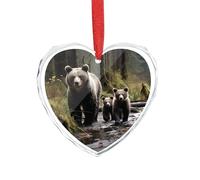 Ciondolo a forma di cuore in cristallo trasparente con scritta "Mother Bear And Her Cubs", romantico ciondolo a forma di amore, decorazione da appendere per fai da te, regalo per casa, finestra, auto