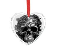 Ciondolo a forma di cuore in cristallo trasparente con teschio nero e rosa, romantico ciondolo a forma di amore, decorazione da appendere per fai da te, regalo per casa, finestra, auto, festa di nozze