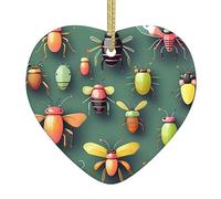 Ciondolo a forma di cuore natalizio in ceramica con atlante insetto, il pezzo in ceramica è disponibile con filo di seta