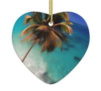 Ciondolo a forma di cuore natalizio in ceramica delle Isole dei Caraibi, il pezzo di ceramica è disponibile con filo di seta