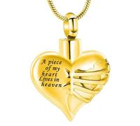 Ciondolo a forma di cuore per cenere umana - Un pezzo del mio cuore vive nel cielo Memorial Keepsakes