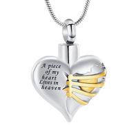Ciondolo a forma di cuore per cenere umana - Un pezzo del mio cuore vive nel cielo Memorial Keepsakes