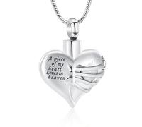 Ciondolo a forma di cuore per cenere umana - Un pezzo del mio cuore vive nel cielo Memorial Keepsakes