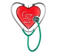 Ciondolo a forma di cuore per stetoscopio 2024, decorazione natalizia, ciondolo a forma di cuore per infermieri e medici (1 pezzo)