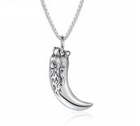 Ciondolo a forma di dente di lupo vichingo per uomini ululando testa di lupo collana da uomo animale tribale amuleto gioielli