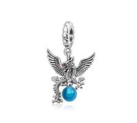 Ciondolo a forma di drago con uovo blu, in argento 925, compatibile con braccialetti Pandora, Trollbeads, Chamilia, Biagi e molti altri braccialetti con charm del Regno Unito.
