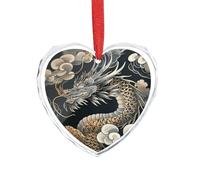 Ciondolo a forma di drago orientale nero, in cristallo trasparente, a forma di cuore, romantico, decorazione da appendere per fai da te, regalo per casa, finestra, auto, festa di nozze, ornamento da