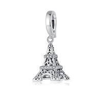 Ciondolo a forma di elefante, con fibbia apribile e criceto, in argento Sterling 925, adatto per braccialetti Pandora da donna, Misura unica, Argento sterling, Zirconia cubica