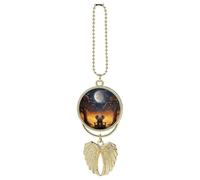 Ciondolo a forma di elefante, gufo, albero, luna e stella, in lega di zinco, per alleviare l'affaticamento visivo, portachiavi vintage, decorazione da appendere per interni dell'auto, stile dorato