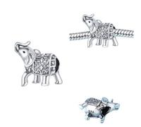 Ciondolo a forma di elefante in argento Sterling 925, compatibile con ciondoli Pandora e molti altri bracciali con ciondoli.