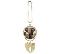 Ciondolo a forma di elefante, in lega di zinco, per alleviare l'affaticamento visivo, portachiavi vintage, decorazione da appendere per interni dell'auto, stile dorato