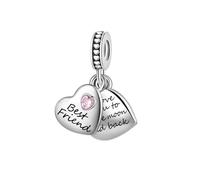 Ciondolo a forma di famiglia con doppio cuore diviso in zirconia cubica rosa, compatibile con braccialetti Pandora, con scritta "I Love You to the Moon and Back", regalo per Natale e compleanno da