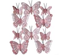 Ciondolo a forma di farfalla multicolore in tessuto, 5-7 cm, da appendere | Tessuto morbido, effetto piuma realistica, tocco delicato, dimensioni 5-7 cm, ideale per i rami degli alberi