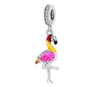 Ciondolo a forma di fenicottero in argento Sterling 925 per compleanno, per braccialetti Pandora
