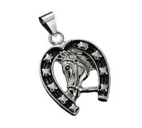 Ciondolo a forma di ferro di cavallo in acciaio inossidabile 38x28mm placcato argento, collana con charm senza catena, realizzata a mano per uomo e donna, gioiello significativo con simbolo di potere