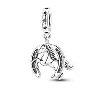 Ciondolo a forma di ferro di cavallo in argento 925, compatibile con braccialetti Pandora, Trollbeads, Chamilia, Biagi e molti altri braccialetti con charm del Regno Unito.
