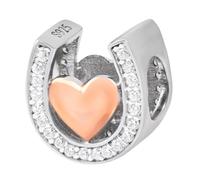 Ciondolo a forma di ferro di cavallo, in argento Sterling 925, con pietra trasparente, per anniversario, per braccialetti Pandora, Pietra Oro rosa Argento sterling Argento Poliestere