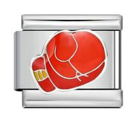 Ciondolo a forma di ferro di cavallo portafortuna a forma di cuore con scritta "Boxing Heart", in acciaio inox, 9 mm, compatibile con braccialetti Nomination, 0, Metallo, Nessuna pietra preziosa