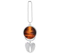 Ciondolo a forma di fiamma nera, ornamento da appendere allo specchietto retrovisore, decorazione per auto per specchietto retrovisore, portachiavi in stile argento