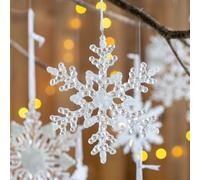 Ciondolo a forma di fiocco di neve in acrilico trasparente con design raffinato, adatto per decorare alberi di Natale e creare un'atmosfera scintillante di vacanza (F)