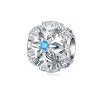 Ciondolo a forma di fiocco di neve in argento Sterling 925, blu per bracciale Pandora