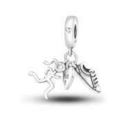 Ciondolo a forma di fiore, granchio, orca, compleanno, atleta, albero genealogico, gatto, cane, in argento Sterling 925, compatibile con braccialetti Pandora Moments, 4mm Hole, Metallo Argento