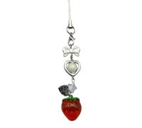 Ciondolo a forma di fragola, con fiocco, per telefono, elegante chiave dolce, adatto per, Medio, lega acrilica, Nessuna pietra preziosa