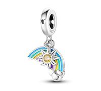 Ciondolo a forma di gatto e figlia, che si illumina al buio, sole, stella, luna, in argento Sterling 925, compatibile con braccialetti Pandora Charm Moments, Metallo Argento sterling, Nessuna pietra