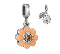 Ciondolo a forma di girasole per braccialetti Pandora, in argento Sterling 925, decorato con cristalli e apertura per rivelare la parola "Love", in confezione regalo, One Size, Metallo, Zirconie