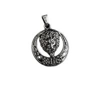Ciondolo a forma di leone celtico in acciaio inossidabile 33x33mm placcato argento, collana con charm senza catena, realizzata a mano per uomo e donna, gioiello significativo con simbolo di potere