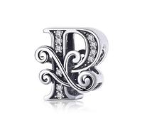Ciondolo a forma di lettera dell’alfabeto, in argento Sterling 925, per anniversari, compatibile con bracciale Pandora e NA, colore: P, cod. CC-3585