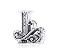 Ciondolo a forma di lettera dell’alfabeto, in argento Sterling 925, per anniversari, compatibile con bracciale Pandora e NA, colore: L, cod. CC-3585