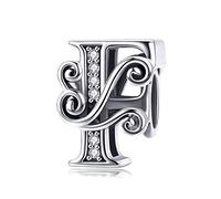 Ciondolo a forma di lettera dell’alfabeto, in argento Sterling 925, per anniversari, compatibile con bracciale Pandora e NA, colore: F, cod. CC-3585