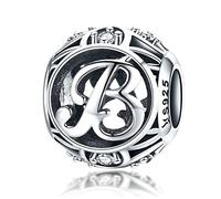 Ciondolo a forma di lettera dell'alfabeto (A-Z), in vero argento Sterling 925, per braccialetti Pandora Lettera B.