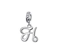 Ciondolo a forma di lettera dell'alfabeto, in argento Sterling 925, idea regalo per mamma, cuore, da donna, per braccialetti Pandora, Misura unica, Argento sterling, Zircone