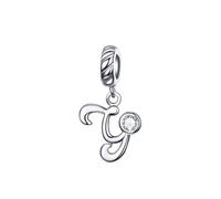 Ciondolo a forma di lettera in argento Sterling 925 con iniziali dell'alfabeto, regalo per mamma, cuore, da donna, ciondolo a forma di parola per braccialetto Pandora, talla única, Argento sterling